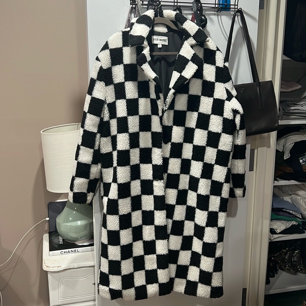 Steve Madden Checker black and white coat